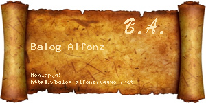 Balog Alfonz névjegykártya