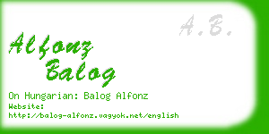 alfonz balog business card